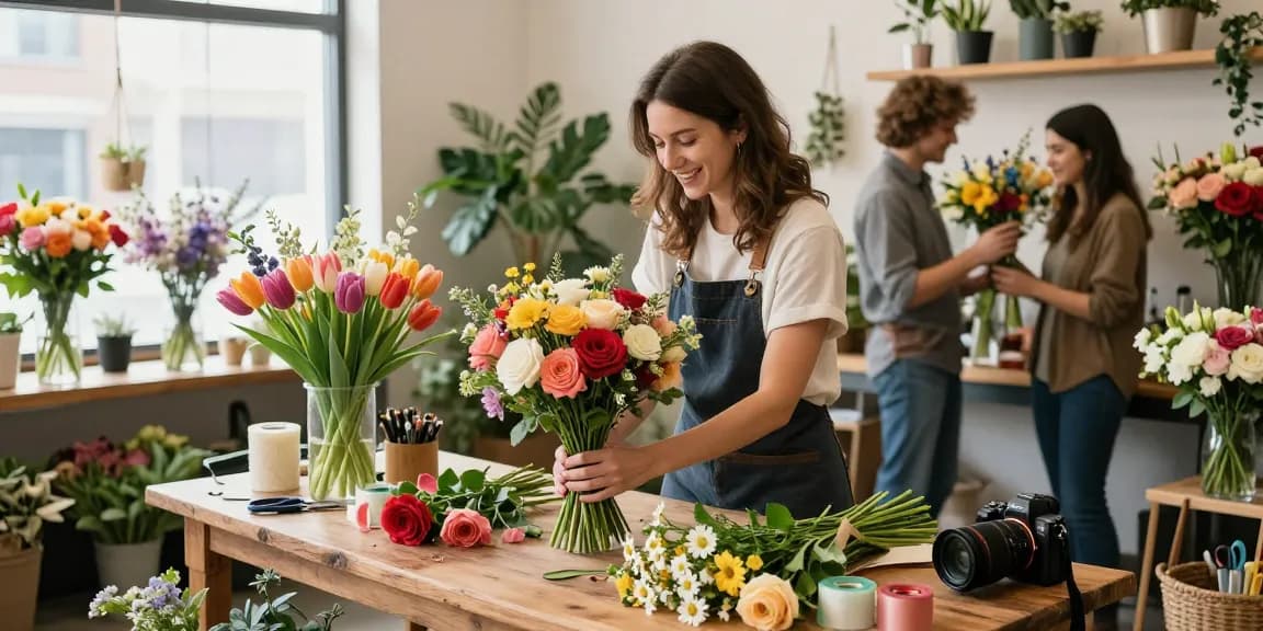 Florist Edmonton NW displaying fresh flowers in an inviting shop environment.