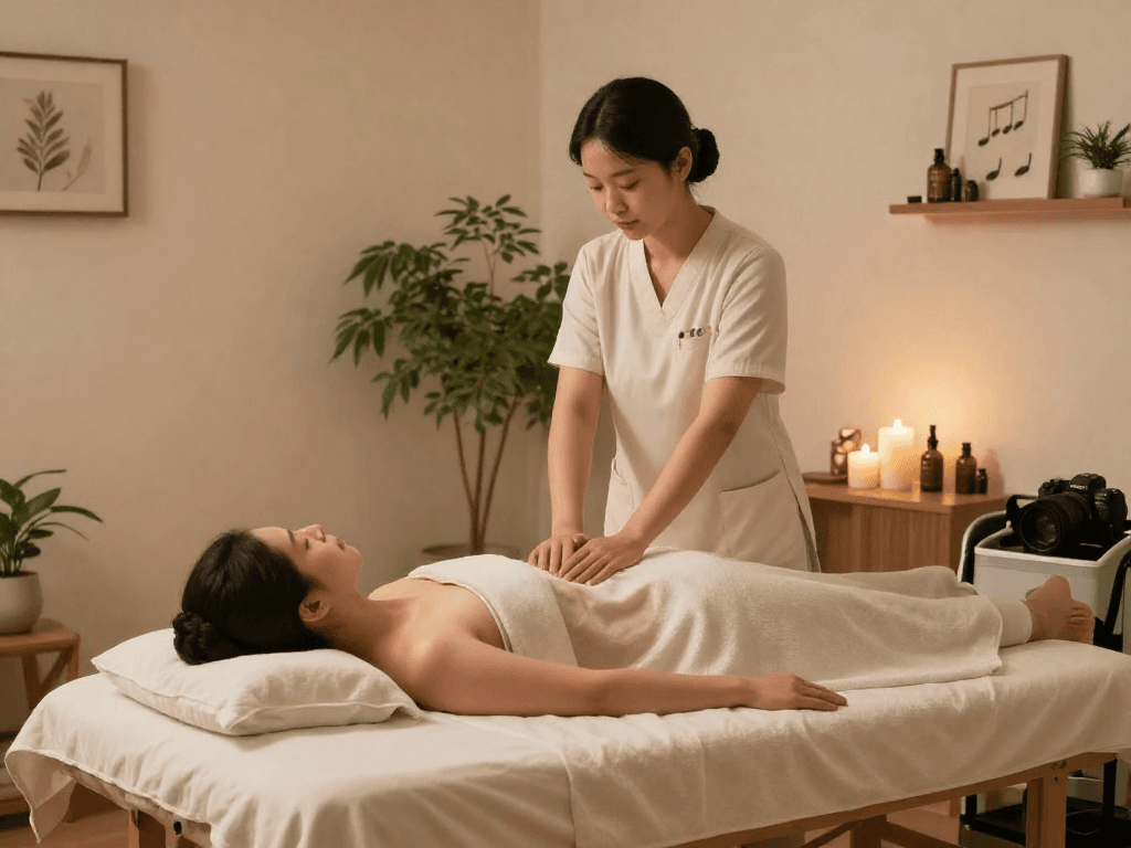 신림동출장안마 session with a soothing professional massage therapist creating a calming atmosphere.