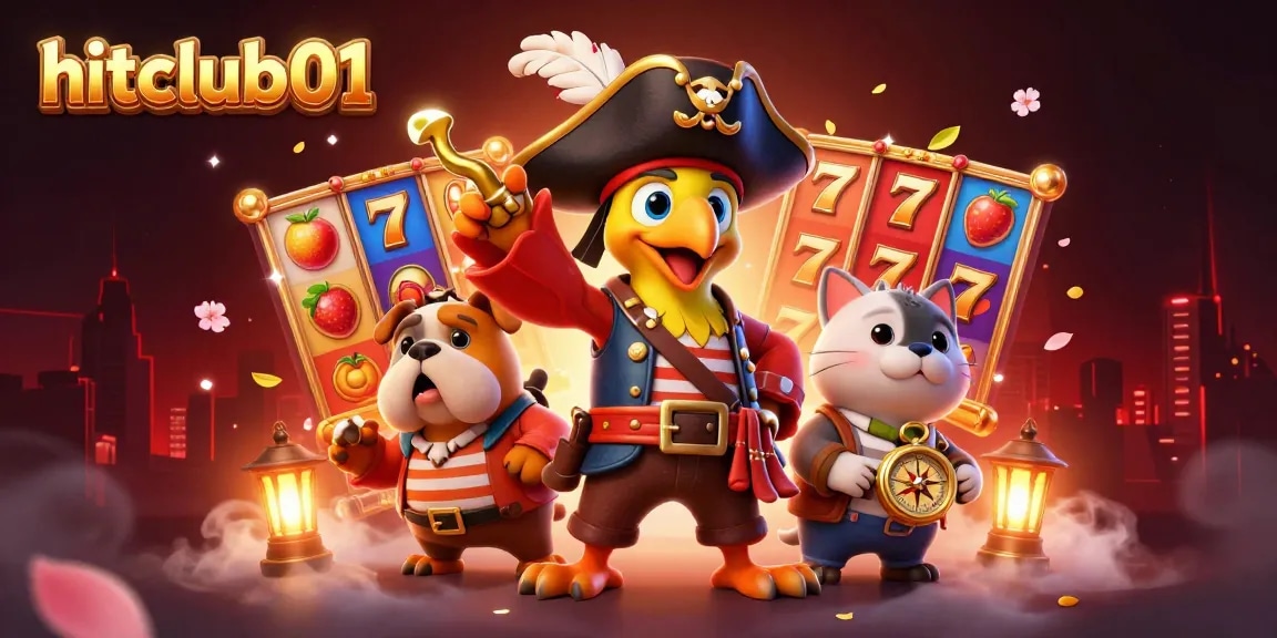 Engage with hitclub01's vibrant casino atmosphere, featuring colorful slot elements and lively characters.