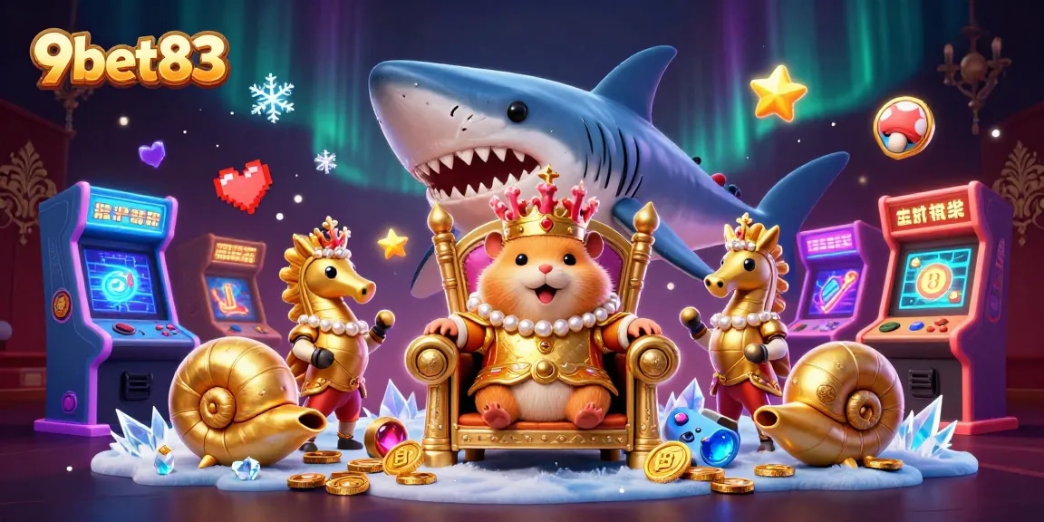 Engage in thrilling gaming with 9bet83's vibrant casino digital art featuring a hamster king.