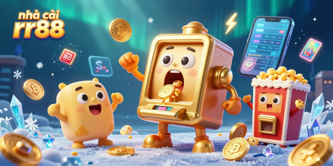 Experience the excitement of nhà cái rr88 with a dynamic illustration of a jackpot-winning slot machine in colorful casino action.