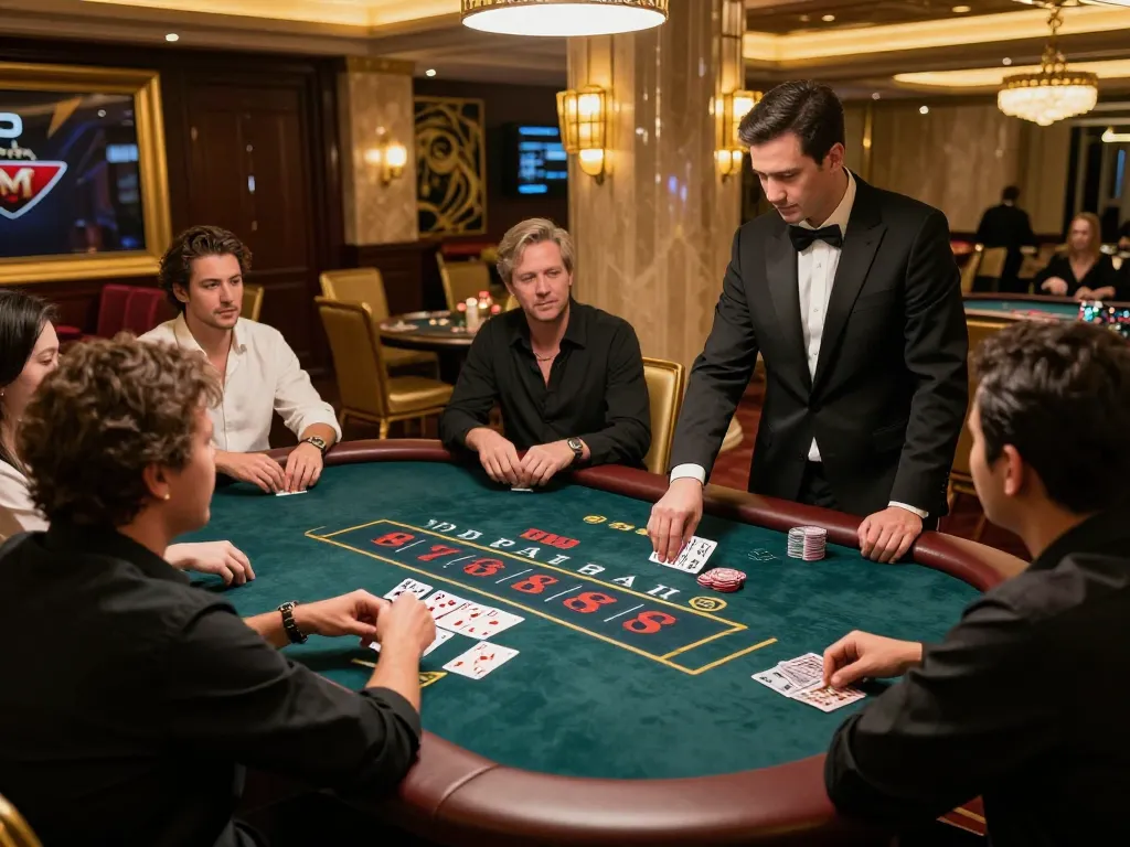 Players at five88a engaged in live blackjack, showcasing excitement and strategy in a luxurious atmosphere.