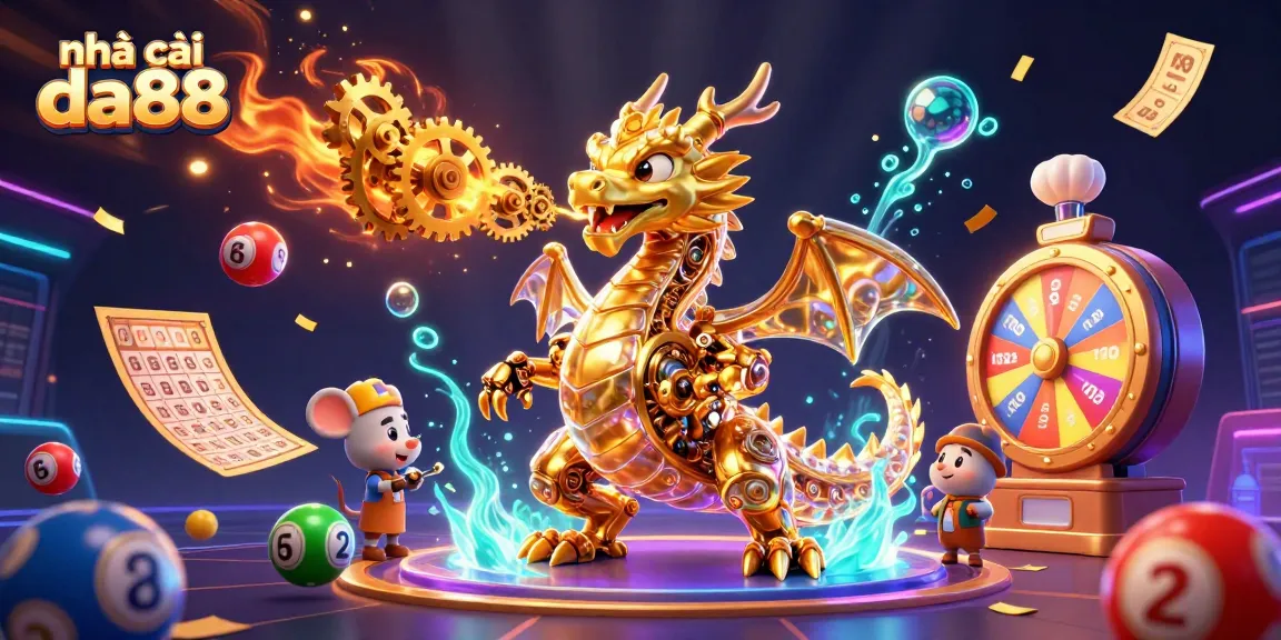 Win big with nhà cái da88 in this vibrant 3D casino illustration featuring dynamic lottery elements.