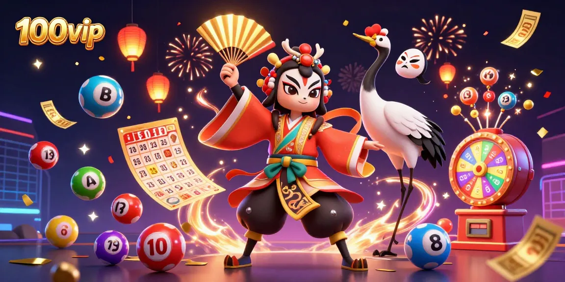 Join the excitement at 100vip with vibrant lottery elements and dynamic characters celebrating wins!