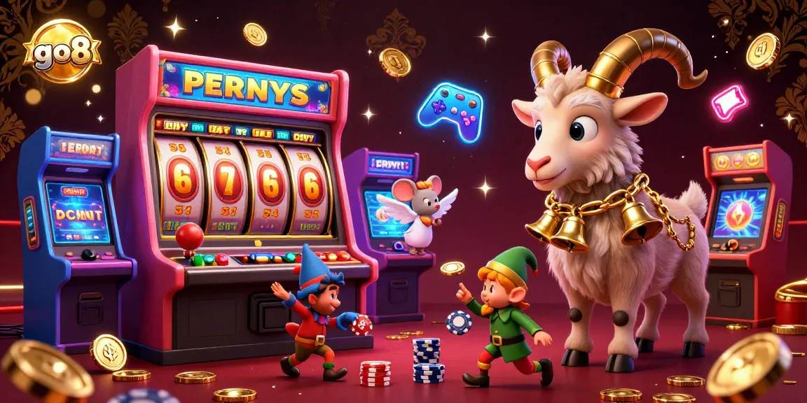 Experience thrilling gameplay at go8 with a festive Krampus overseeing a bustling online casino.