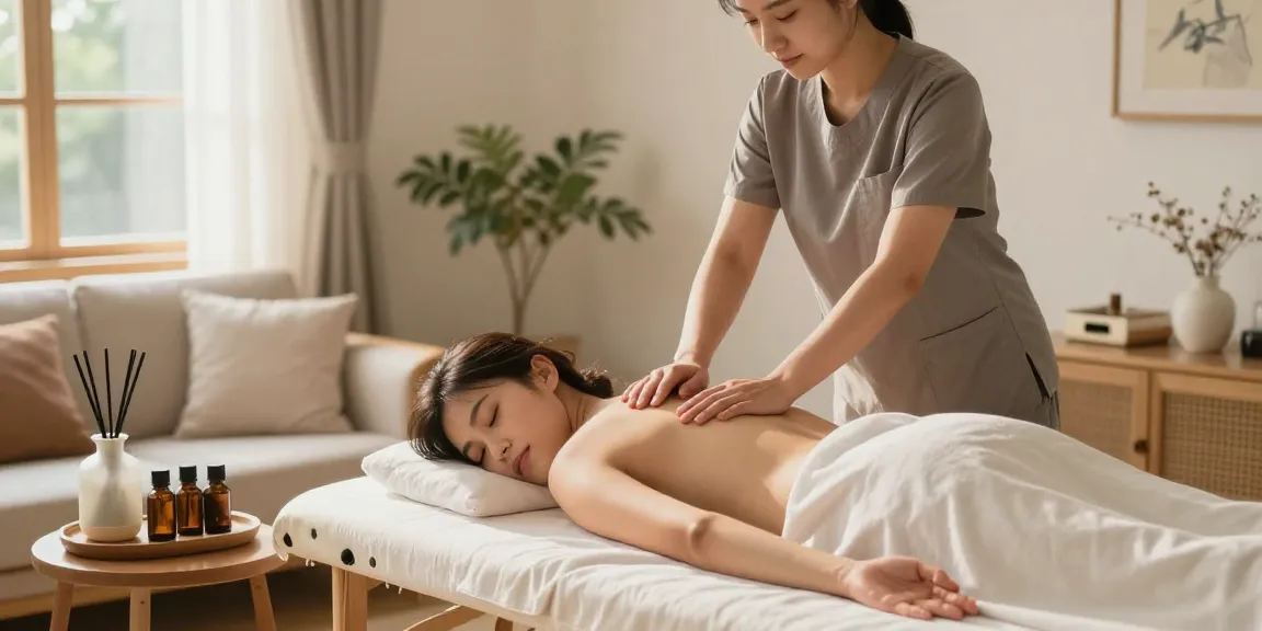 안산출장마사지 in a tranquil home setting with soothing atmosphere and skilled therapist.