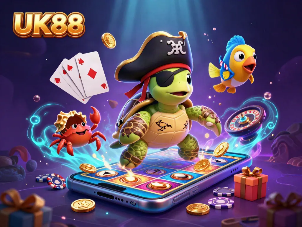 Spin colorful slots and win with UK88's fun 3D casino characters and treasure!