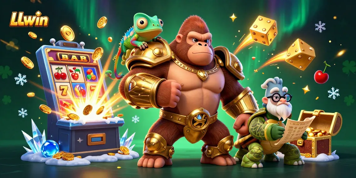 Experience the energy of LLwin's slots with a vibrant 3D scene filled with casino excitement.