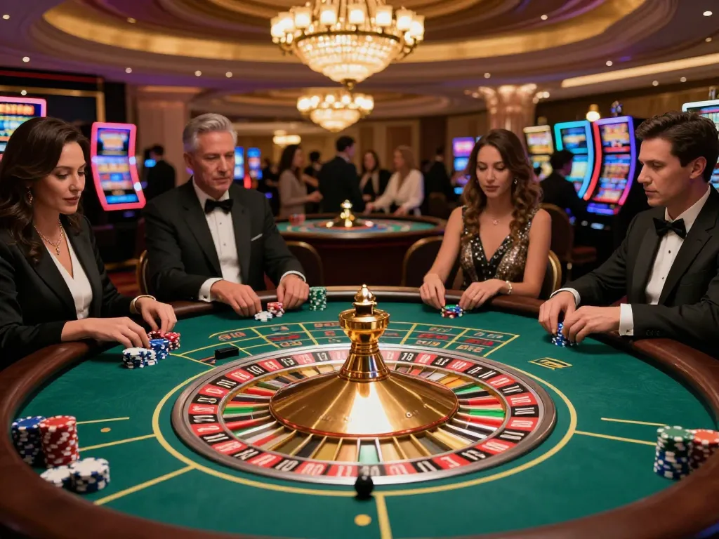 Players engaging in thrilling roulette gameplay at an upscale casino, capturing the essence of keonhacai.