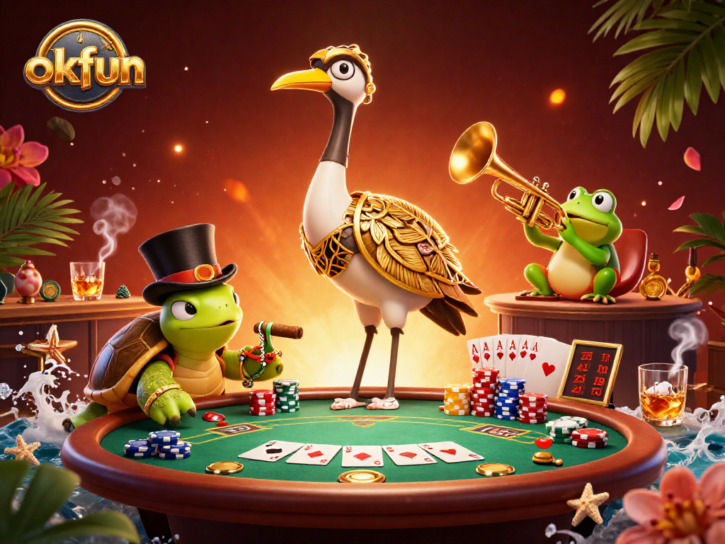 Join the excitement at okfun casino with colorful poker chips and vibrant characters.