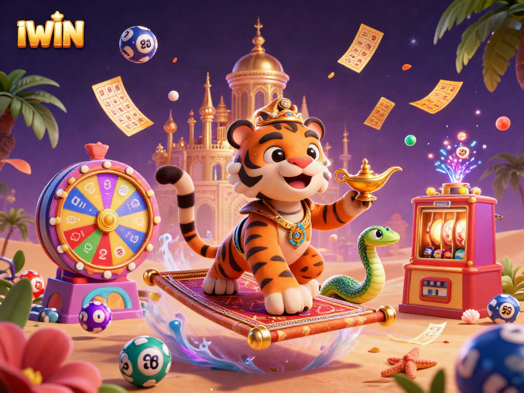 IWIN enhances excitement with dynamic lottery games, vibrant balls, spinning wheels, and magical characters.