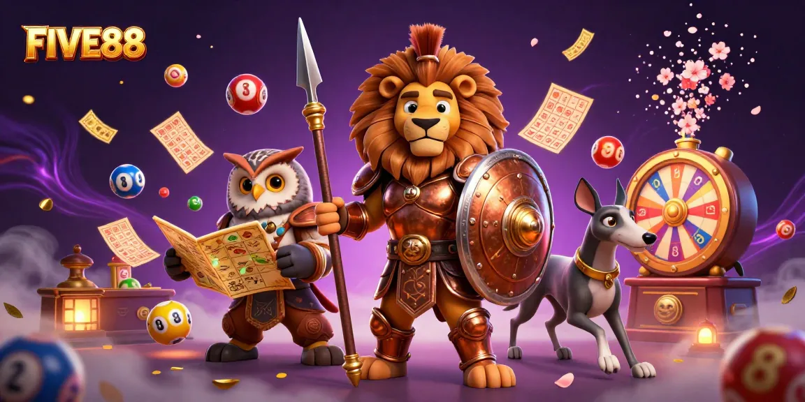 Engaging FIVE88 gaming scene featuring dynamic characters and vibrant casino elements for online gambling.