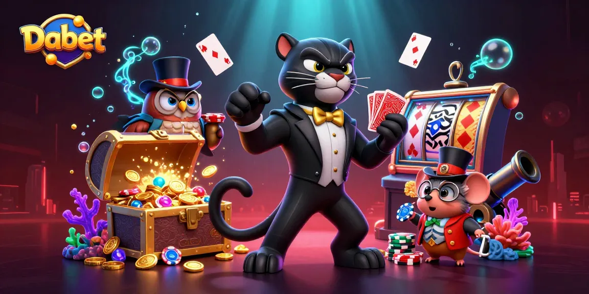 Dabet captivates players with a lively scene of a tuxedoed black panther dealing cards amidst an underwater casino extravaganza.