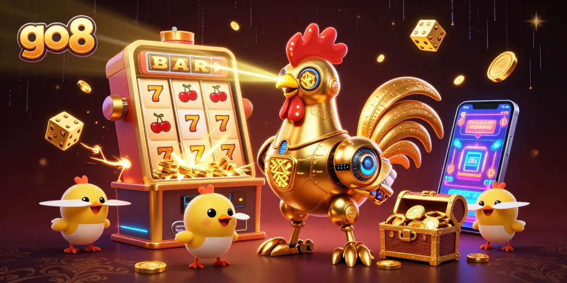 Experience thrilling gameplay at go8 with a lively 3D cartoon casino scene featuring jackpots and vibrant symbols.