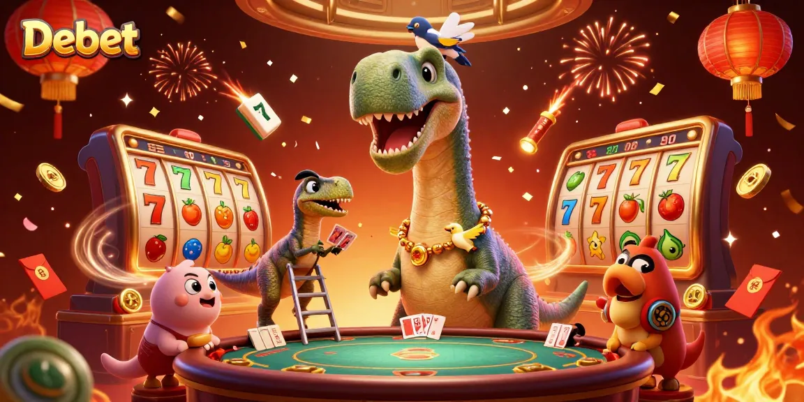 Experience thrilling gaming with Debet's colorful casino creatures and vibrant elements.