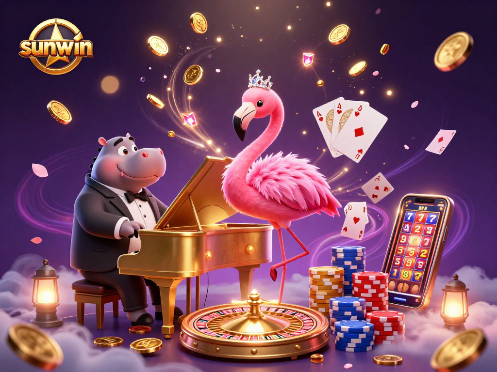 Experience the excitement of sunwin with vibrant 3D casino elements and dynamic characters.