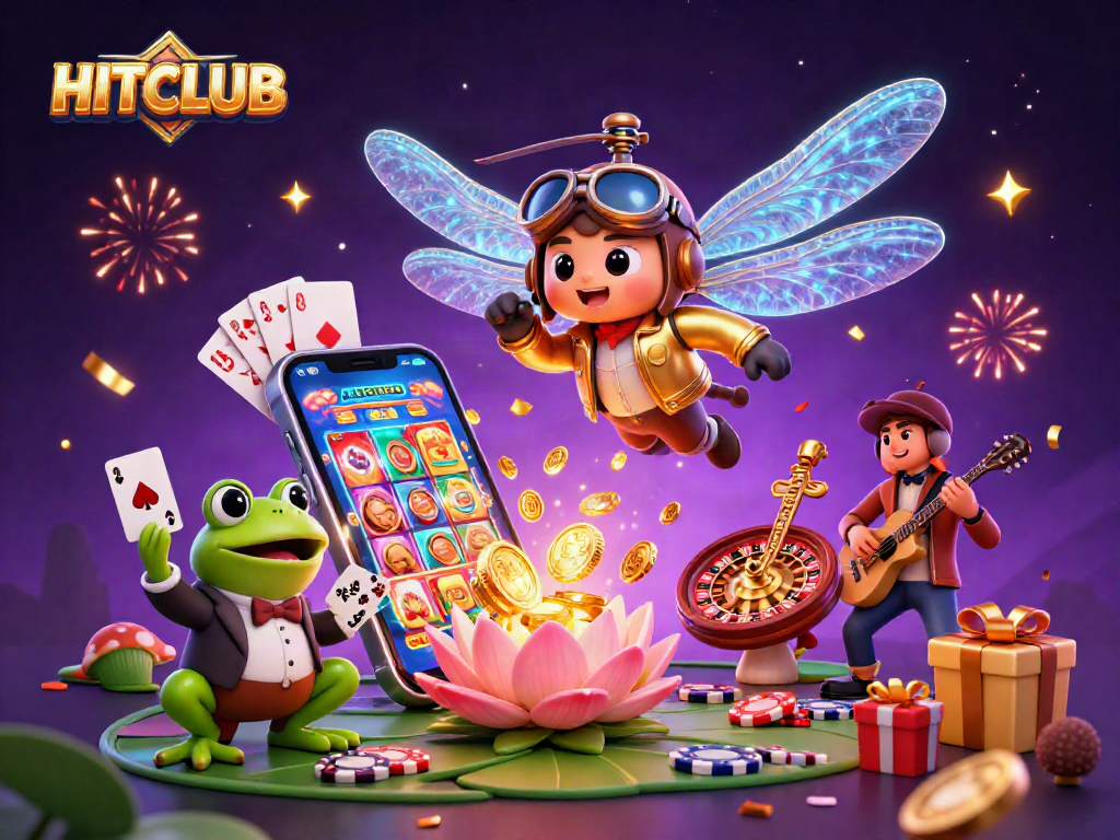 Experience the thrill of HITCLUB with vibrant slots and games in a captivating casino scene.