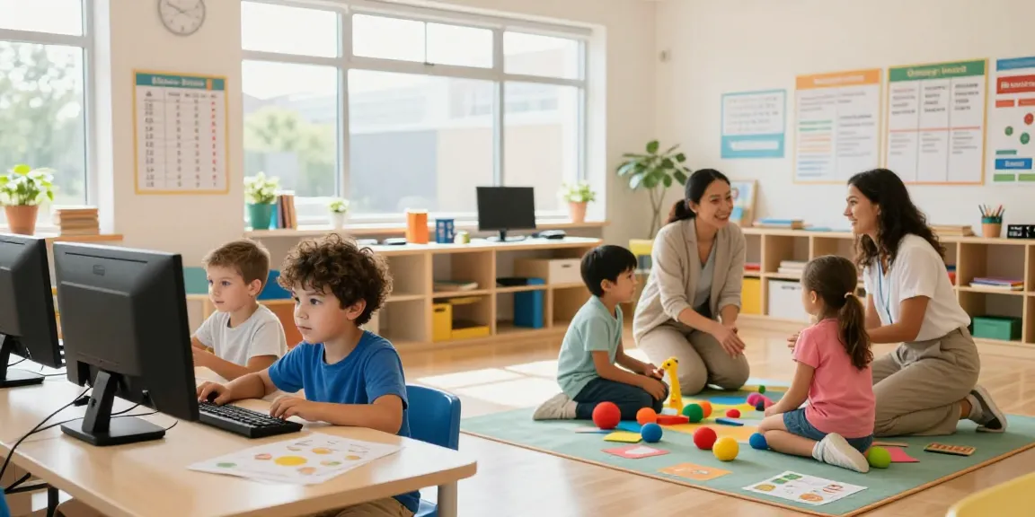 Interactive classroom at a high functioning autism school Burlington, fostering supportive learning.