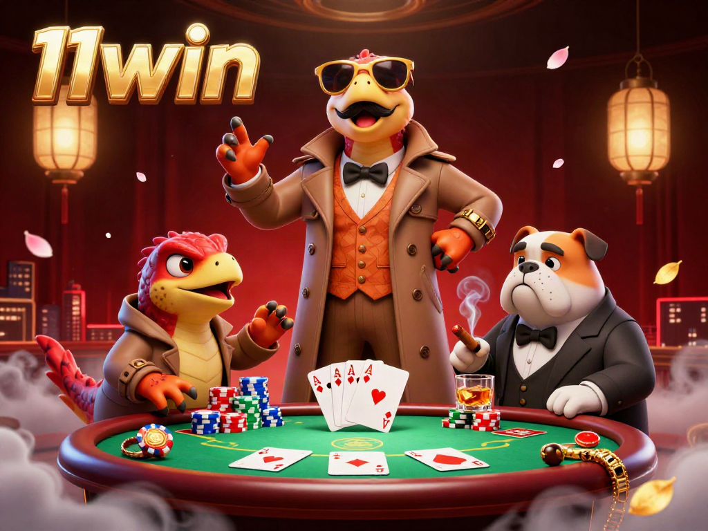 Experience thrilling gameplay at 11win with raptors in disguise entering a VIP casino lounge.