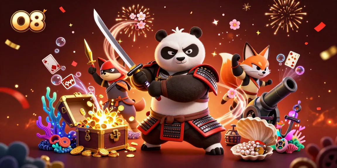 Experience thrilling moments at O8 with dynamic characters amidst casino-themed elements.