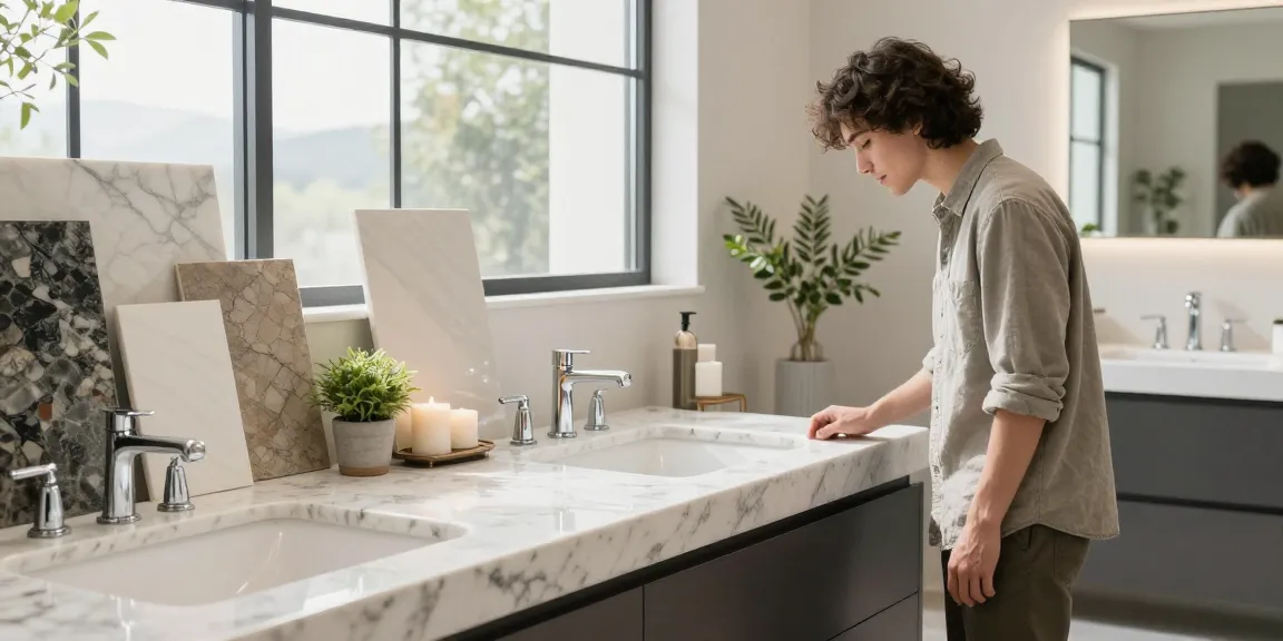 Custom bathroom countertops Hamilton showcased in a stylish bathroom with quartz surfaces and elegant fixtures.