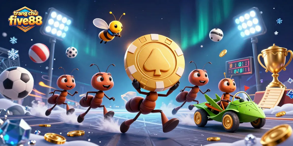 Experience the vibrant action at trang chủ five88 with a dynamic heist scene capturing a golden poker chip.