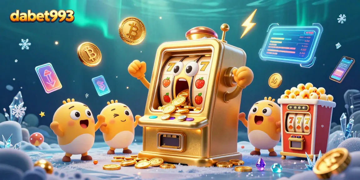 Spin to win with dabet993, as the animated golden slot machine triumphantly hits jackpots!