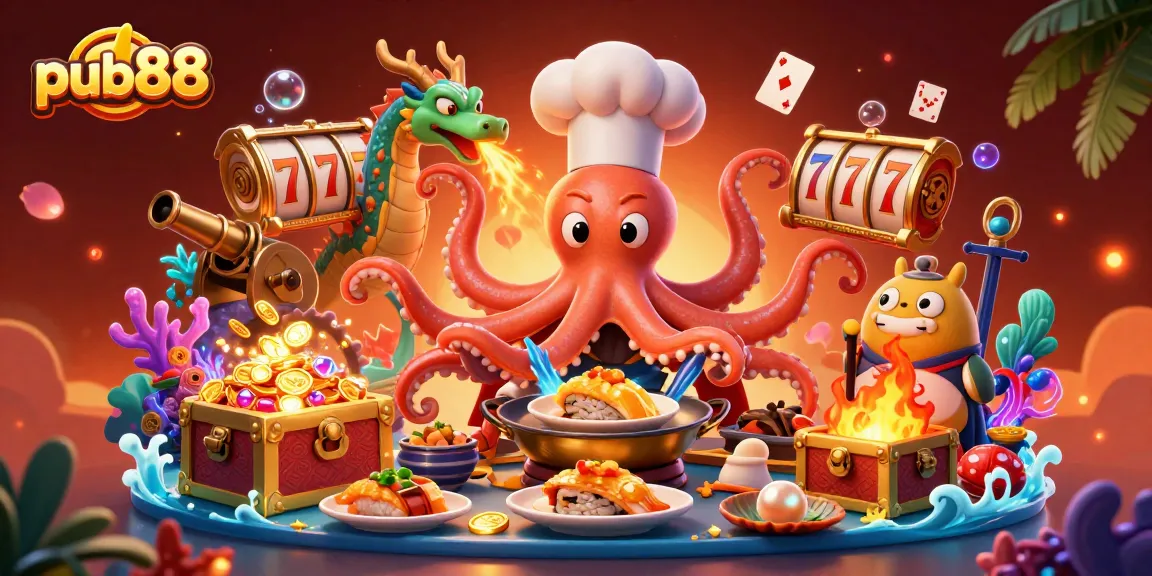 pub88 enhances your gaming experience with vibrant 3D characters amidst dynamic casino elements.