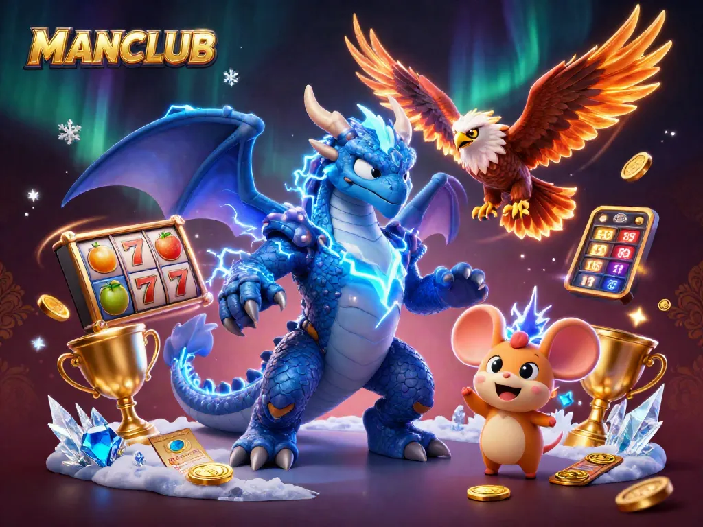 Engage with MANCLUB's thrilling slot adventures featuring dynamic characters and casino elements.