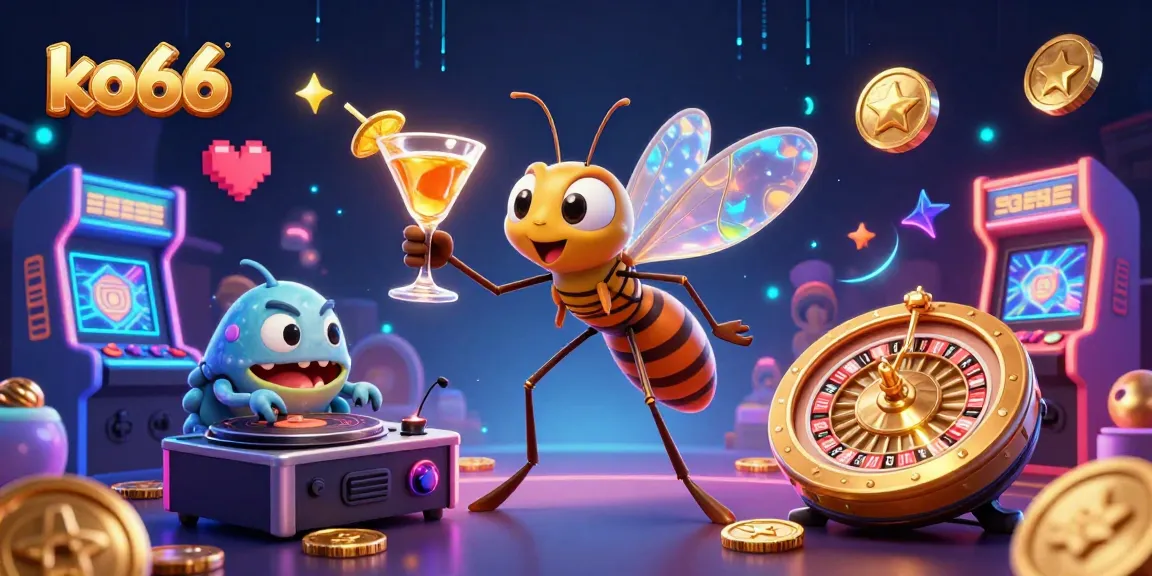 Engage in thrilling gaming at ko66 with vibrant characters and dynamic casino elements in 3D illustration.