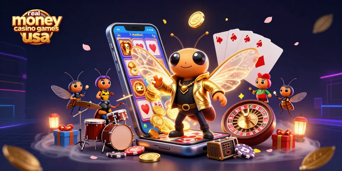 Experience the thrill of real money casino games usa with a vibrant 3D casino scene showcasing dynamic characters and engaging elements.