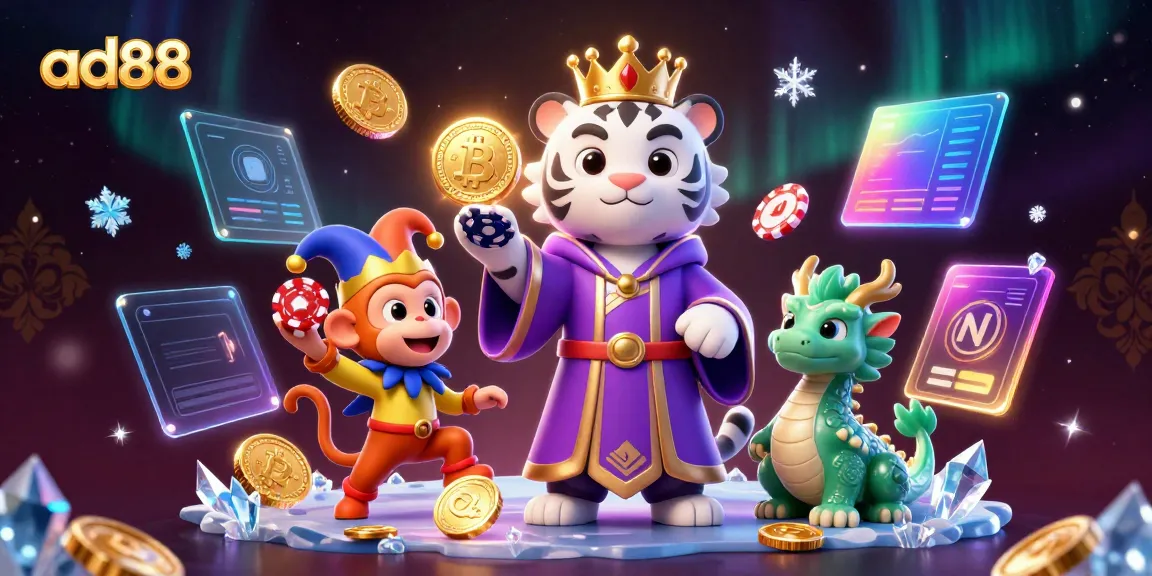 Experience thrilling gameplay with ad88's vibrant casino scene featuring a regal tiger and playful monkey.