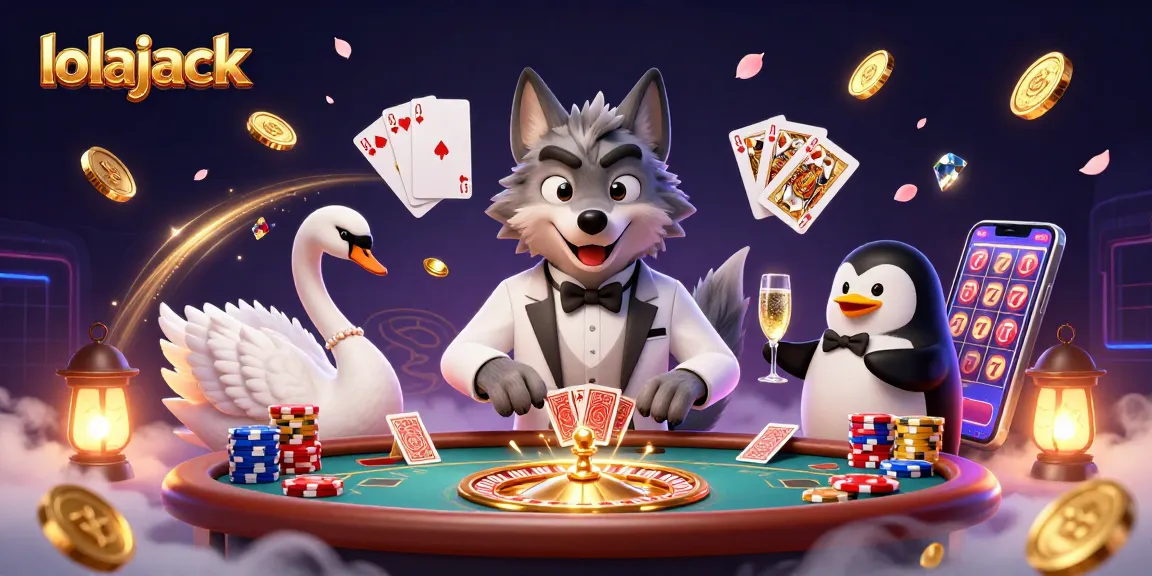 Experience the excitement at Lolajack Casino with the debonair wolf and friends playing cards and winning