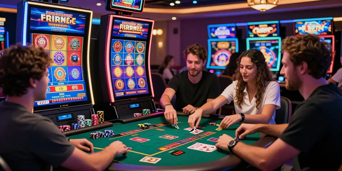 Giocatori impegnati in emozionanti giochi virtuali presso siti casino non AAMS con grafiche colorate e elementi interattivi.