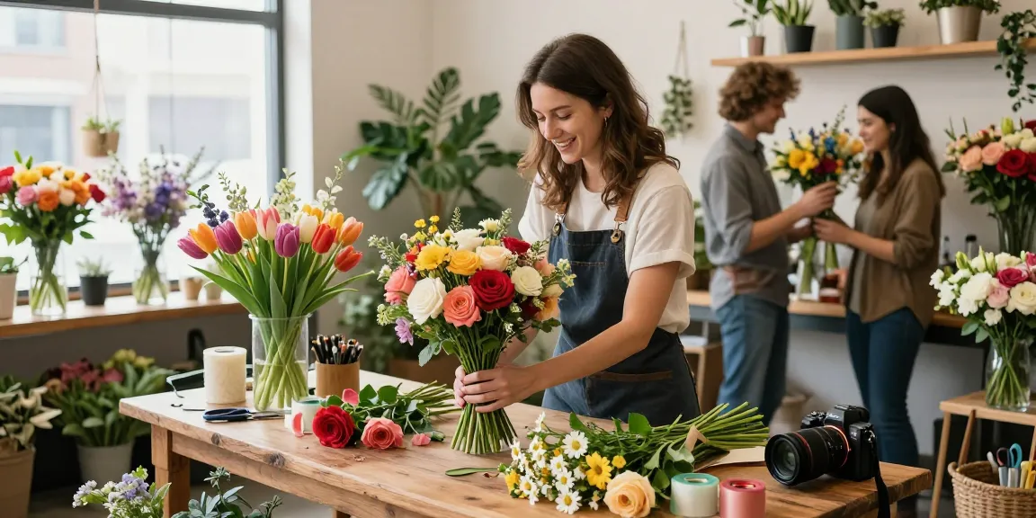 Florist Edmonton NW displaying fresh flowers in an inviting shop environment.