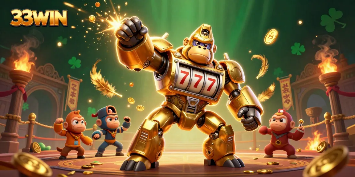 Experience thrilling gameplay at 33WIN with exciting golden gorilla mech and dynamic gaming elements.