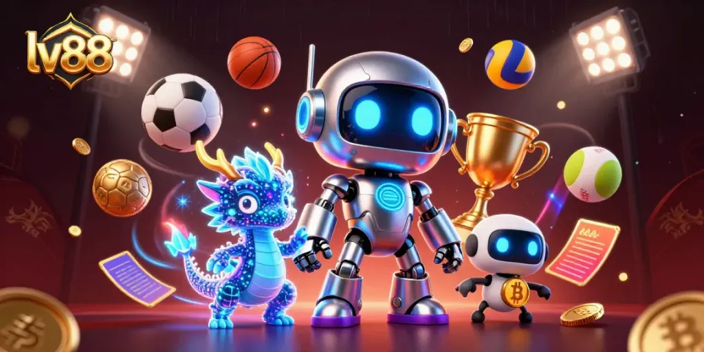 Engage with lv88's thrilling casino features through vibrant, action-packed scenes with dynamic characters.
