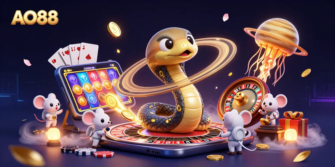 Place your bets with AO88 featuring an enchanting 3D scene of a cosmic casino world filled with excitement and fun.