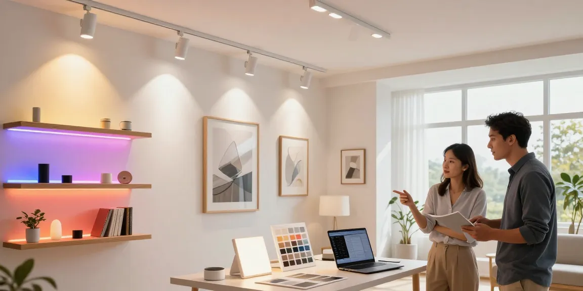 Banda LED și spoturi LED moderne într-un spațiu interior elegant