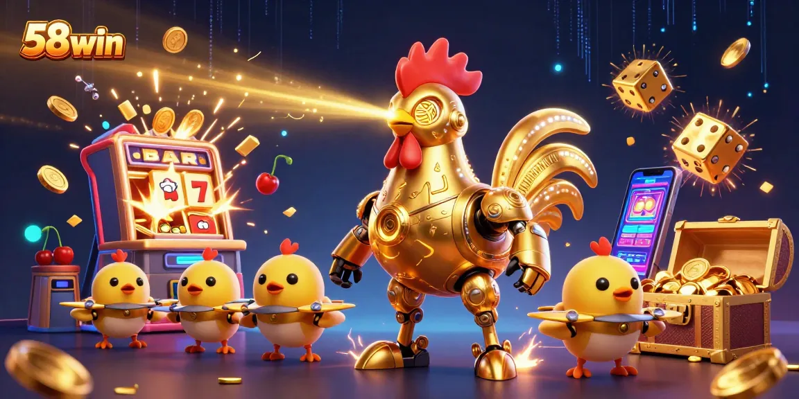Engage with 58win's exciting slot game experience featuring vibrant animated characters and dynamic casino elements.