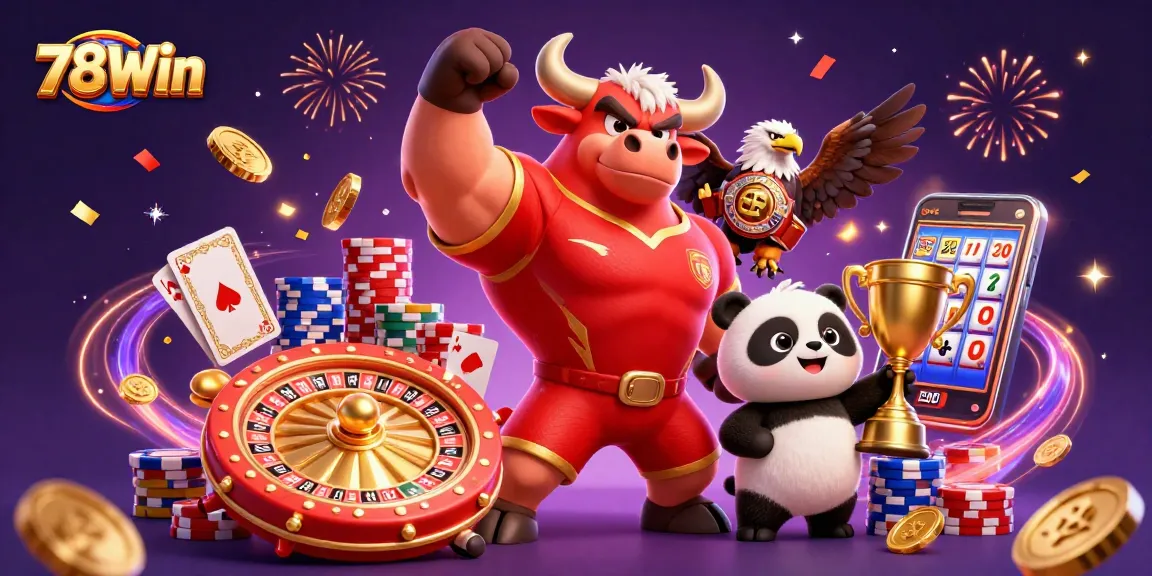 Spin and win at 78Win with a vibrant celebration of casino excitement featuring jackpot elements!