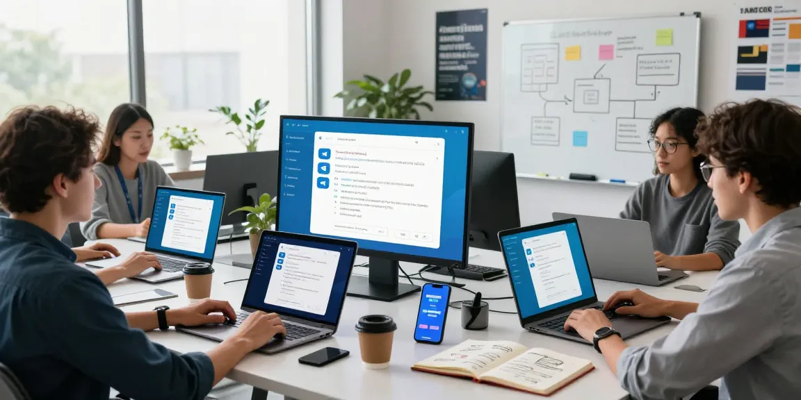 Telegram Download showcased in a dynamic workspace, emphasizing collaboration and advanced messaging features.