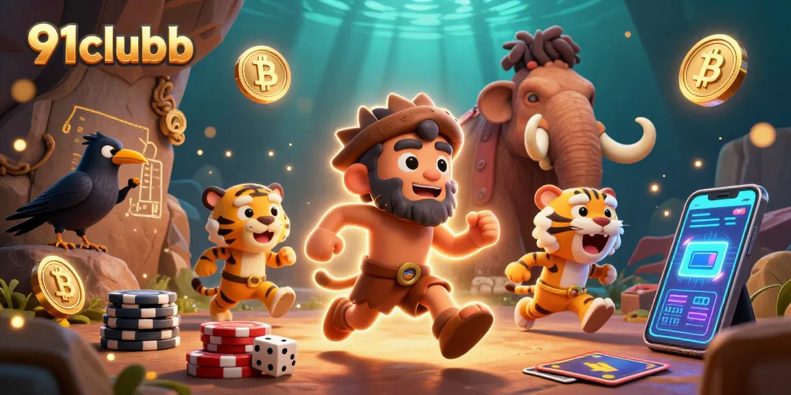 Play exciting games at 91clubb with our animated casino atmosphere featuring Bitcoin and Ethereum elements.