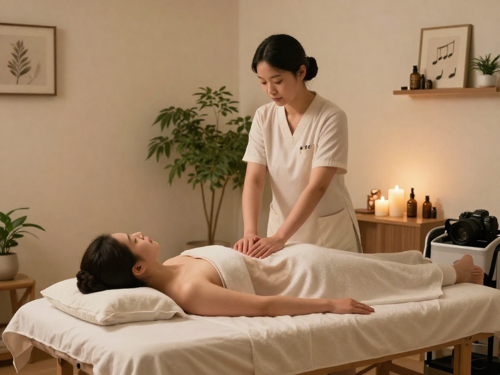 신림동출장안마 session with a soothing professional massage therapist creating a calming atmosphere.