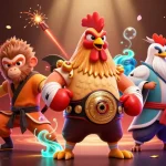 Experience thrilling action at f168 com with dynamic cartoon characters and vibrant casino elements.