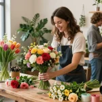 Florist Edmonton NW displaying fresh flowers in an inviting shop environment.