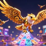 Cascade of playing cards and a golden eagle symbolize counselling norfolk's paths to recovery in a vibrant gaming world.