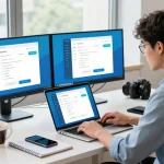 Explore Telegram Download with a professional at a bright tech workspace.