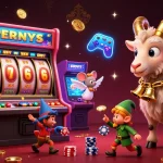 Experience thrilling gameplay at go8 with a festive Krampus overseeing a bustling online casino.