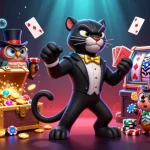 Dabet captivates players with a lively scene of a tuxedoed black panther dealing cards amidst an underwater casino extravaganza.
